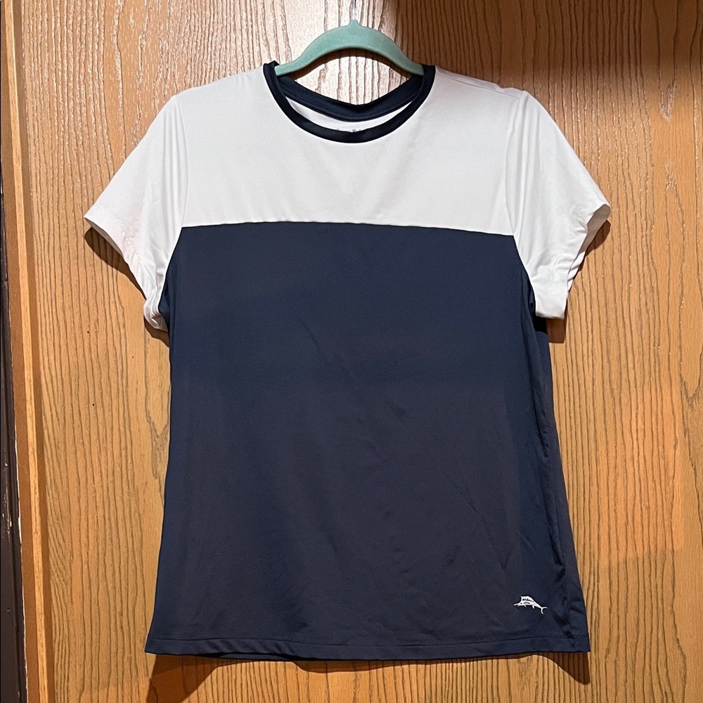 Tommy Bahama blue and white golf t shirt size large!